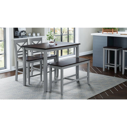 Asbury Park Solid Wood Farmhouse Four Piece Counter Height Dining Set with Bench