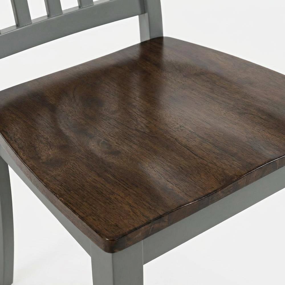 Farmhouse Acacia Wood Dining Chair, Autumn Brown/Grey, Set of 2