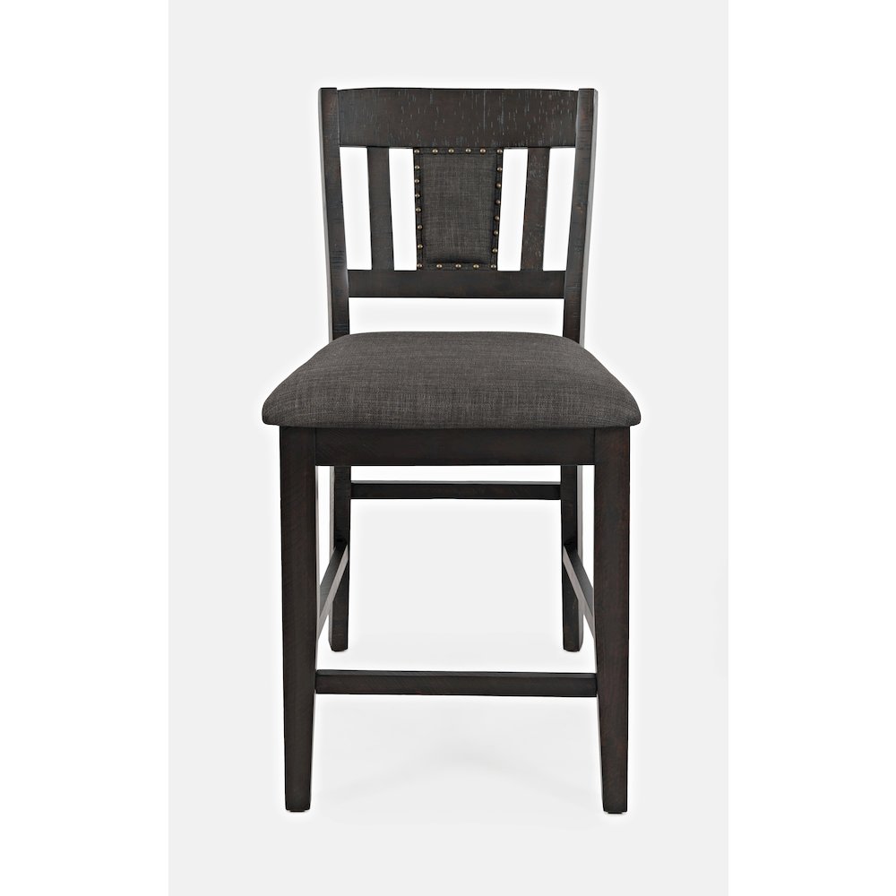 Upholstered Slatback Counter Height Stool with Nailhead Trim (Set of 2)
