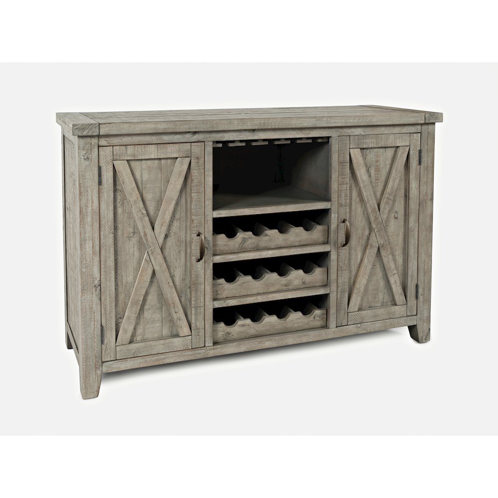 Reclaimed Solid Wood Buffet Server with Wine Bottle and Glass Storage