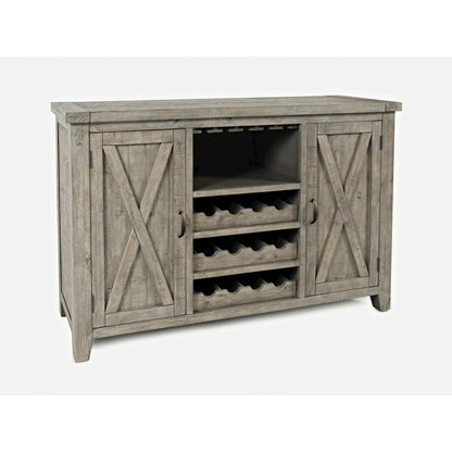 Reclaimed Solid Wood Buffet Server with Wine Bottle and Glass Storage