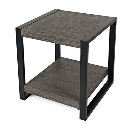 Pinnacle Modern Loft Iron and Wood Grey End Table