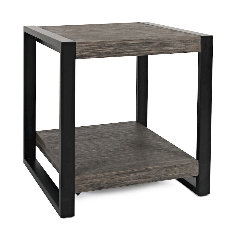 Pinnacle Modern Loft Iron and Wood Grey End Table