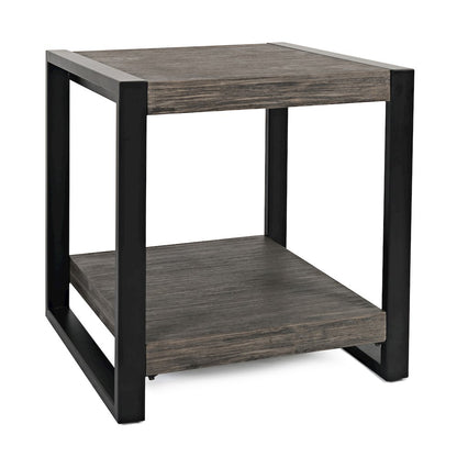 Pinnacle Modern Loft Iron and Wood Grey End Table