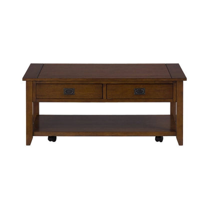 Oak Brown Coffee Table for Living Room, Rectangular Table for Living Room