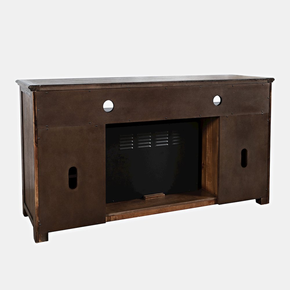 Bakersfield Rustic 60" Storage Console TV Stand with Electric Fireplace