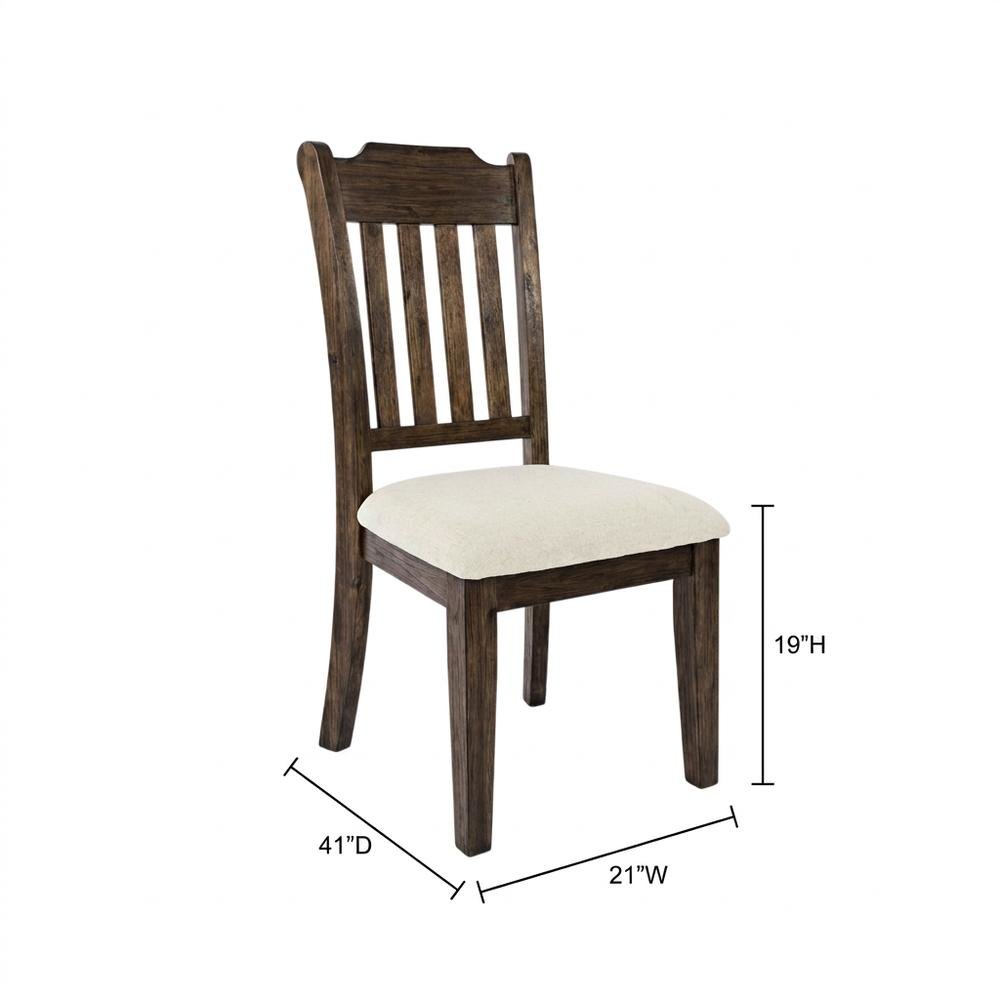 Mission-Style Slat-Back Solid Acacia Wood Farmhouse Dining Chair, Wire Brush, Set of 2