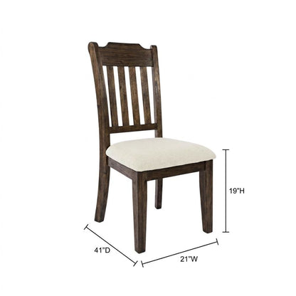 Mission-Style Slat-Back Solid Acacia Wood Farmhouse Dining Chair, Wire Brush, Set of 2