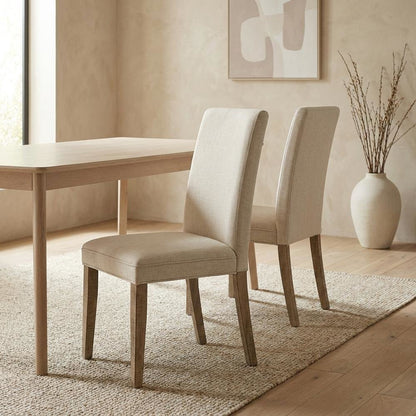 Solid Wood Parsons Dining Chairs, Distressed Farmhouse Style, Distressed Brown, Set of 2