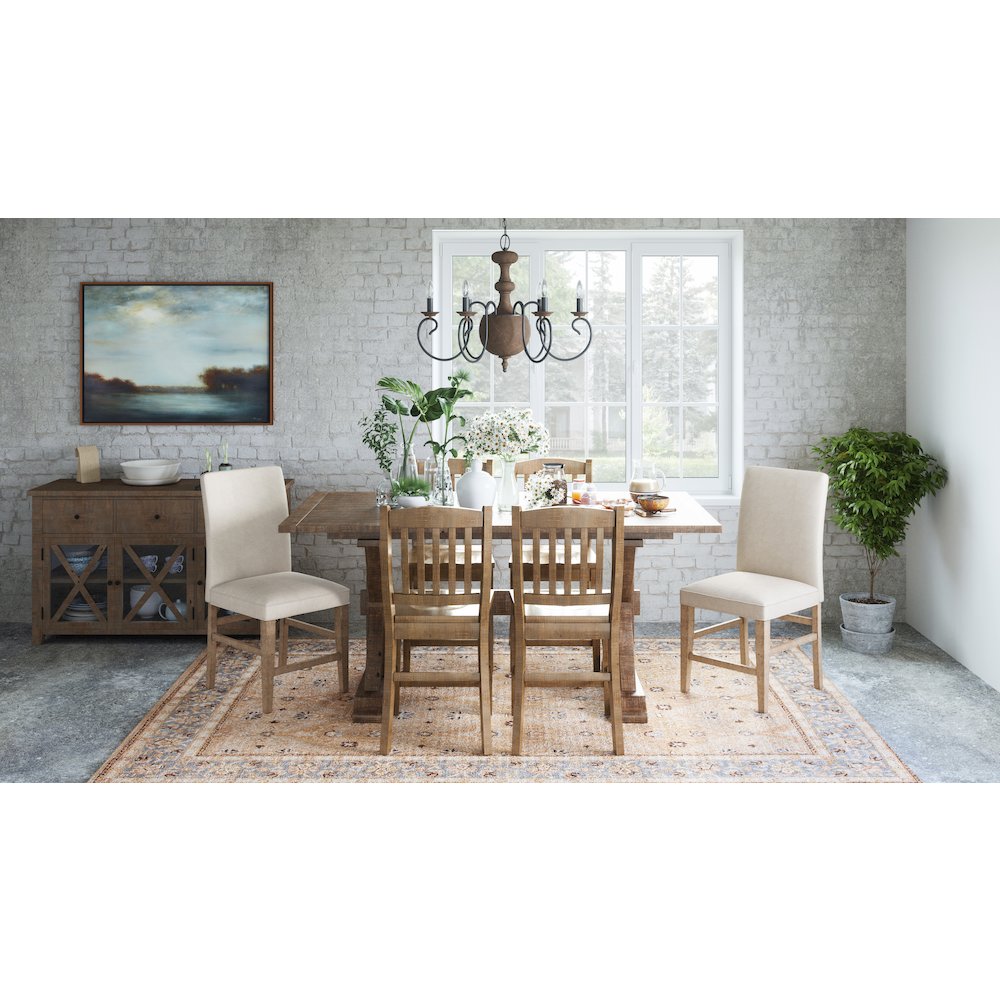 Modern Rustic Distressed Solid Wood Upholstered Parsons Stool (Set of 2)