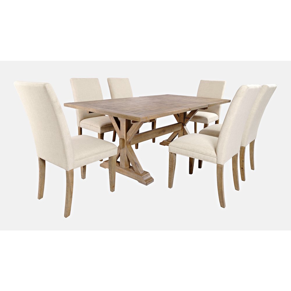 Carlyle Crossing Solid Wood 78" Seven-Piece Dining Set with Upholstered Chairs