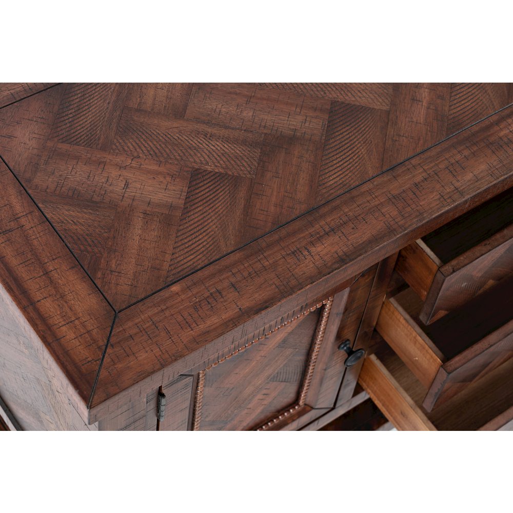 Fairview Transitional Herringbone Modern Distressed Solid Wood Buffet Server
