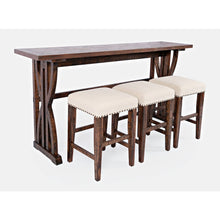Transitional Herringbone Counter Height Four Piece Console 74" Dining Table Set
