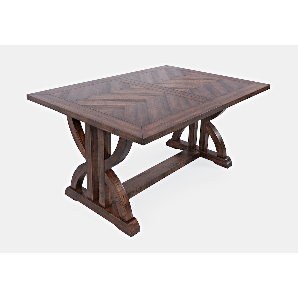 Transitional Herringbone Distressed Acacia Counter Height 78" Dining Table
