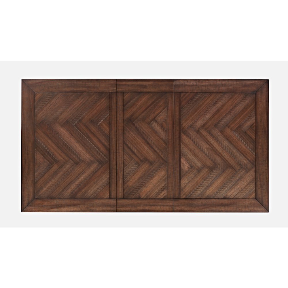 Transitional Herringbone Distressed Acacia Counter Height 78" Dining Table