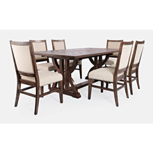Fairview Transitional Modern Distressed 78" Seven-Piece Upholstered Dining Set