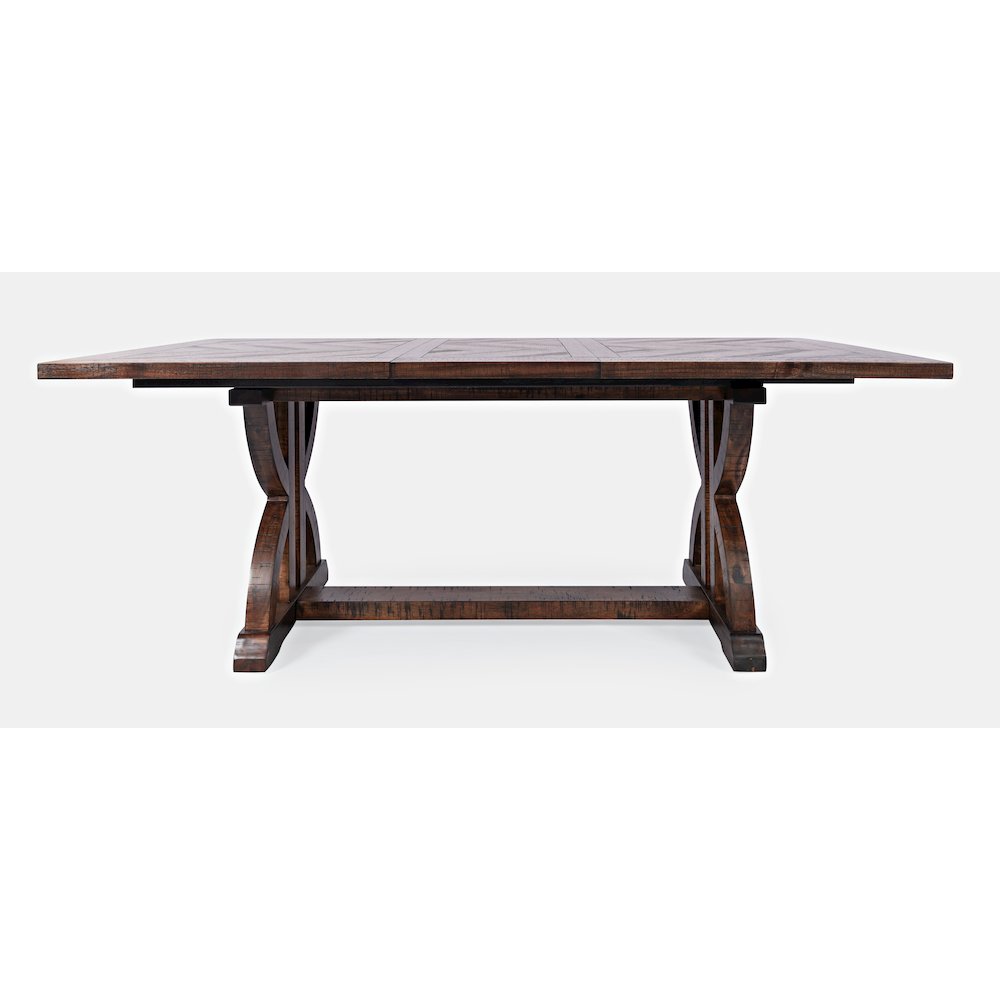Fairview Transitional Herringbone Distressed Acacia Extension 78" Dining Table