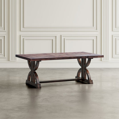 Fairview Transitional Herringbone Distressed Acacia Coffee Table