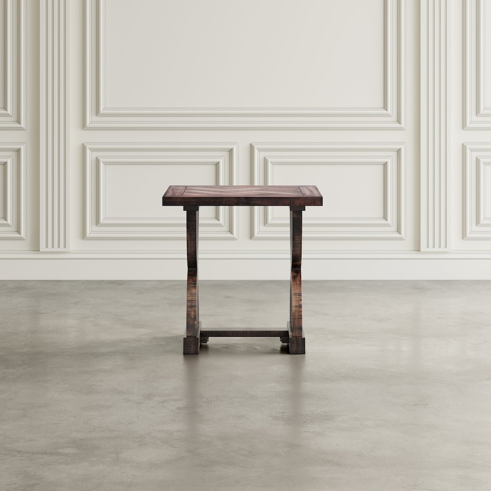 Fairview Transitional Herringbone Distressed Acacia End Table