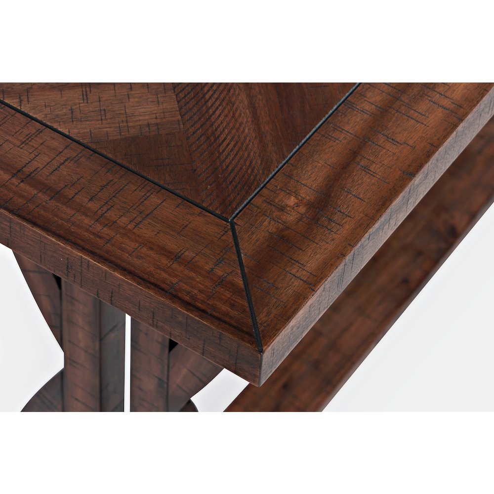 Fairview Transitional Herringbone Distressed Acacia Sofa Table
