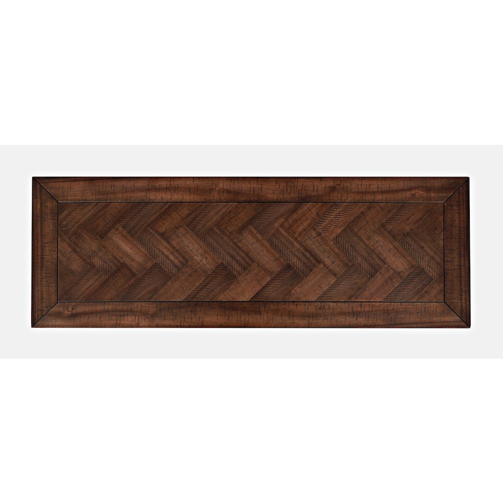Fairview Transitional Herringbone Distressed Acacia Sofa Table