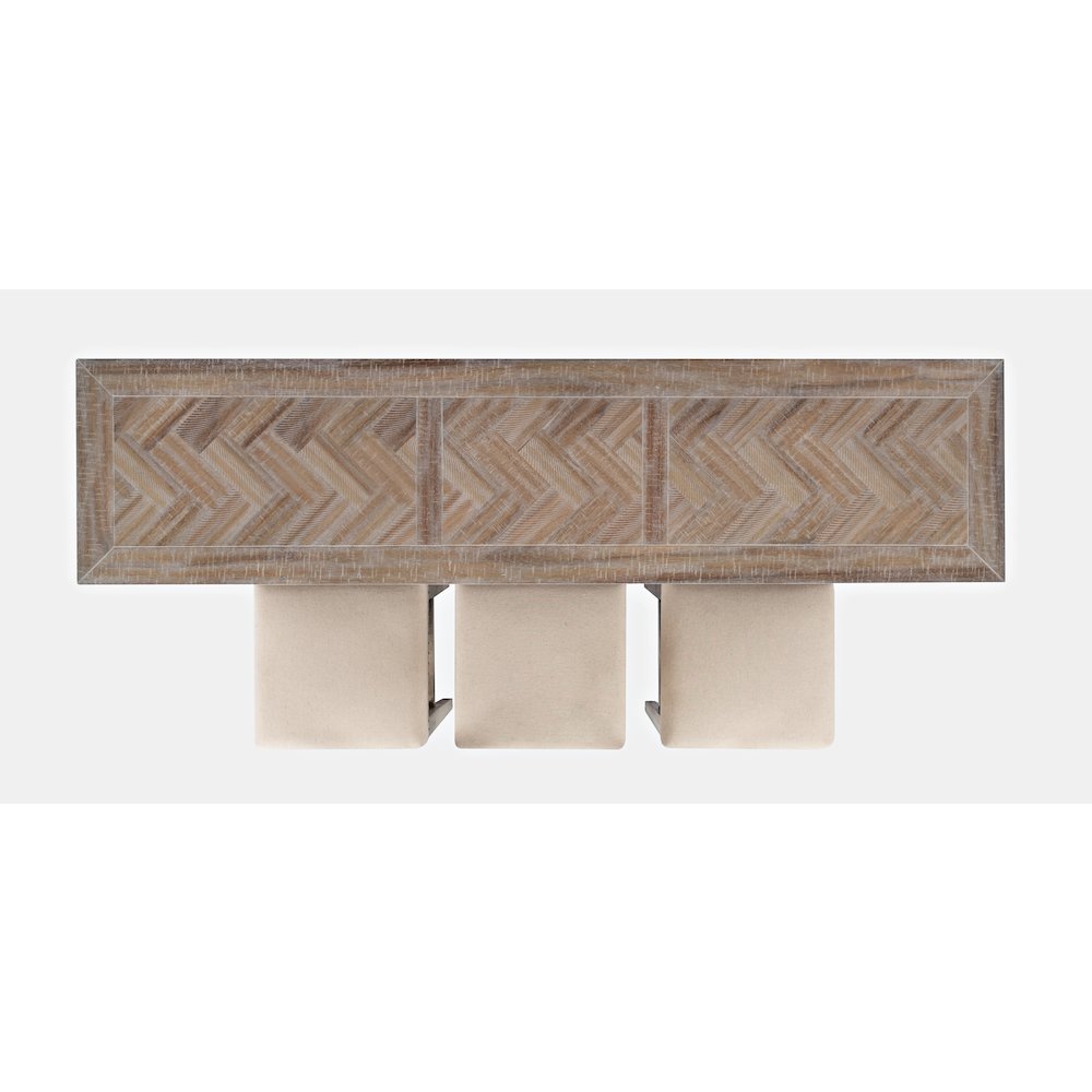 Transitional Herringbone Counter Height Four Piece Console 74" Dining Table Set