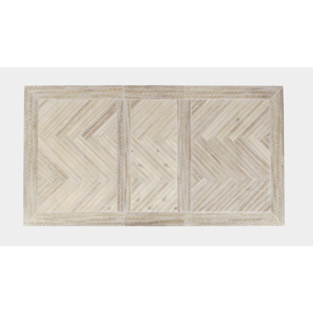 Transitional Herringbone Distressed Acacia Counter Height 78" Dining Table