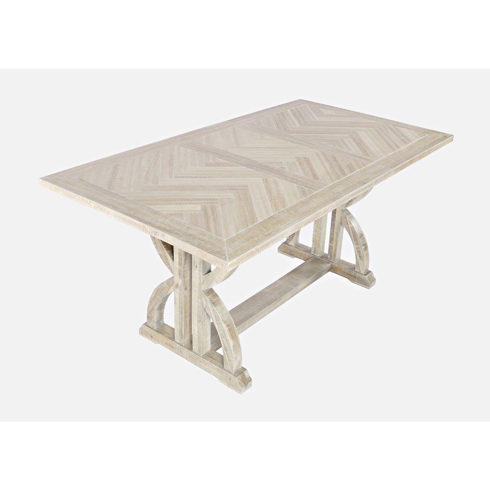 Fairview Transitional Herringbone Distressed Acacia Extension 78" Dining Table