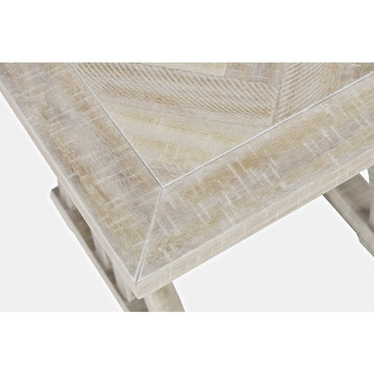 Fairview Transitional Herringbone Distressed Acacia End Table