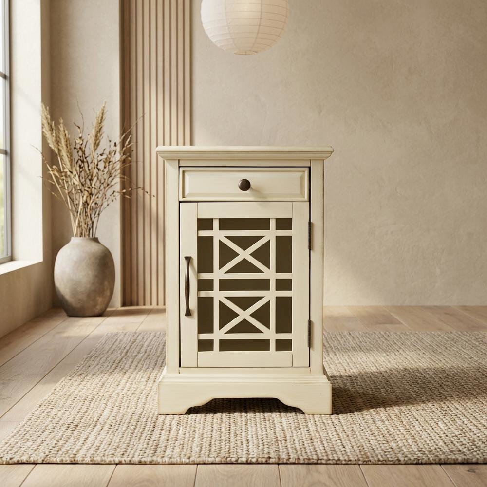 Power Chairside End Table with Outlet, Traditional Accent Table for Living Room