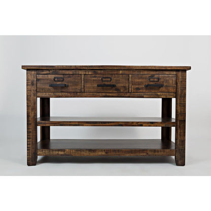 50-Inch Gray Sofa Table with Distressed Industrial Design, Acacia Construction