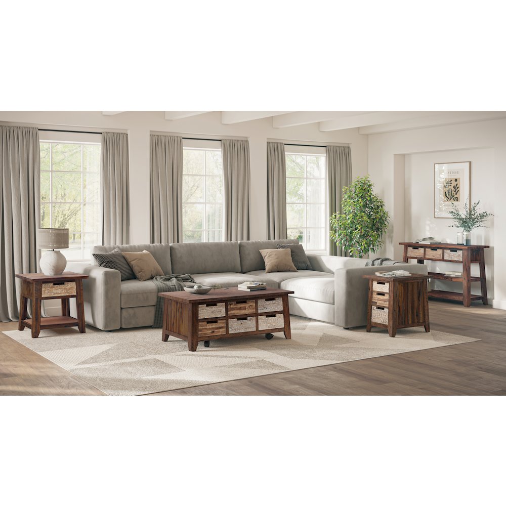 Painted Canyon Rustic Solid Acacia  End Table