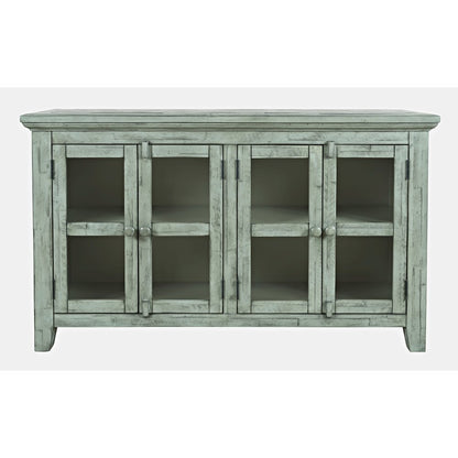 Rustic Shores 54" Coastal Distressed Acacia Four-Door Credenza Cabinet