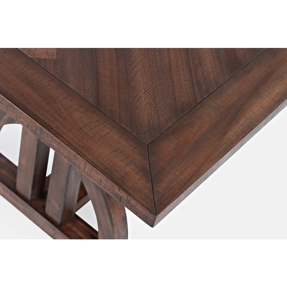 Transitional Herringbone Distressed Acacia Counter Height 78" Dining Table