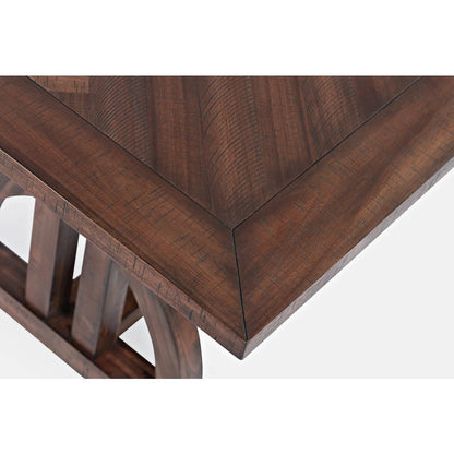 Transitional Herringbone Distressed Acacia Counter Height 78" Dining Table