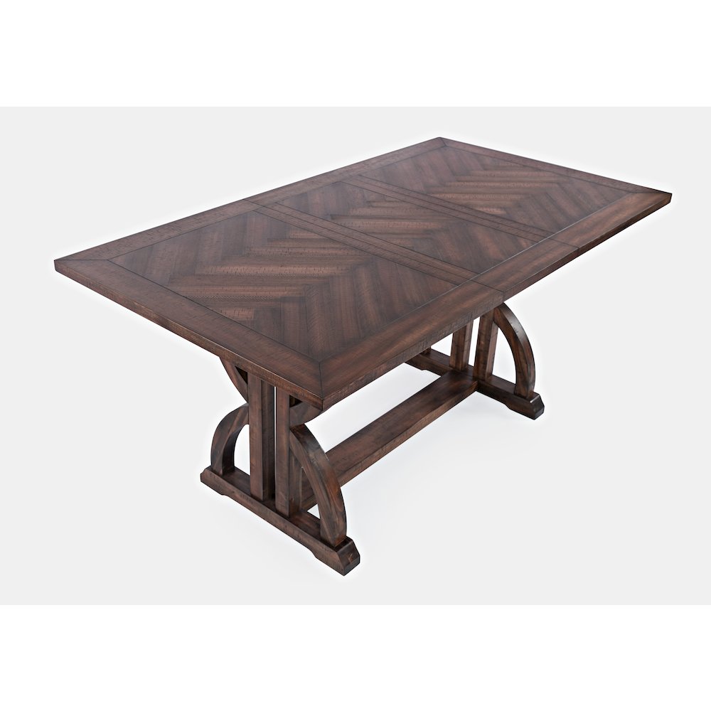 Transitional Herringbone Distressed Acacia Counter Height 78" Dining Table
