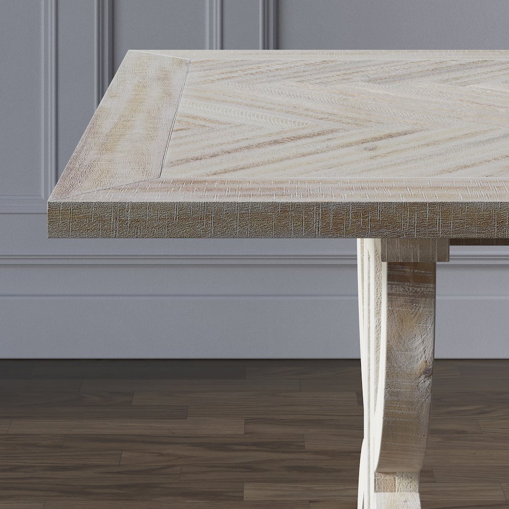 Fairview Transitional Herringbone Distressed Acacia Extension 78" Dining Table