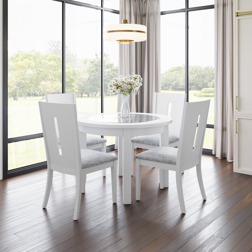 Urban Icon Contemporary 42" Round Glass Inlay Dining Table