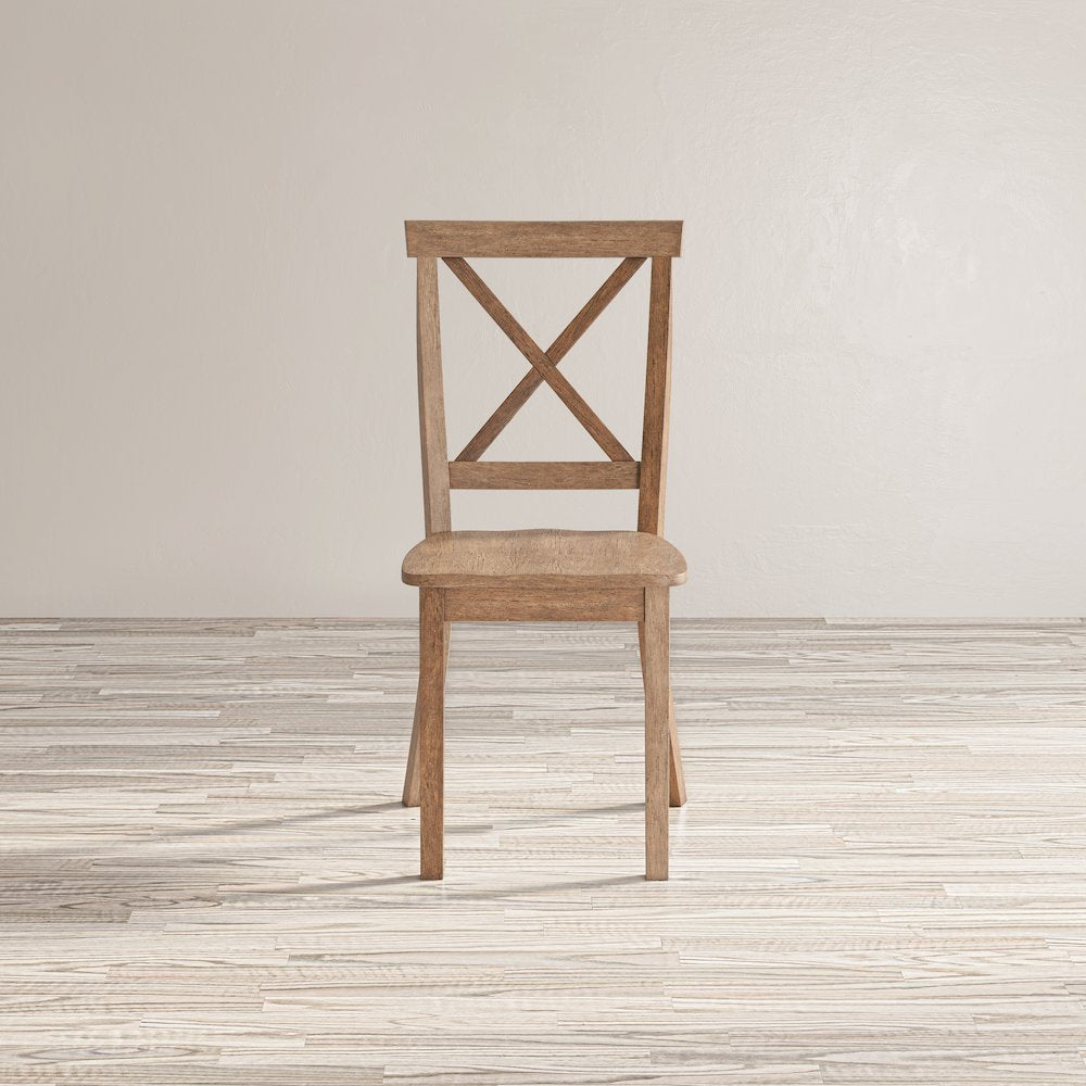 Eastern Tides Coastal Wire-Brushed Wood X-Back Acacia Dining Chair (Set of 2)
