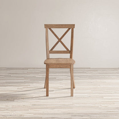 Eastern Tides Coastal Wire-Brushed Wood X-Back Acacia Dining Chair (Set of 2)