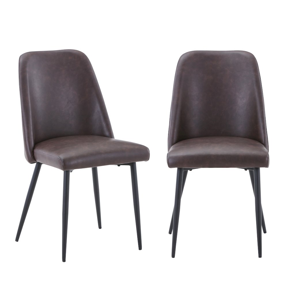 Maddox Mid-Century Modern Faux Leather Upholstered Dining Chair (Set of 2)