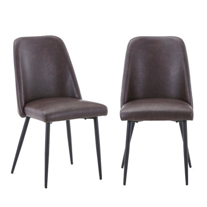 Maddox Mid-Century Modern Faux Leather Upholstered Dining Chair (Set of 2)
