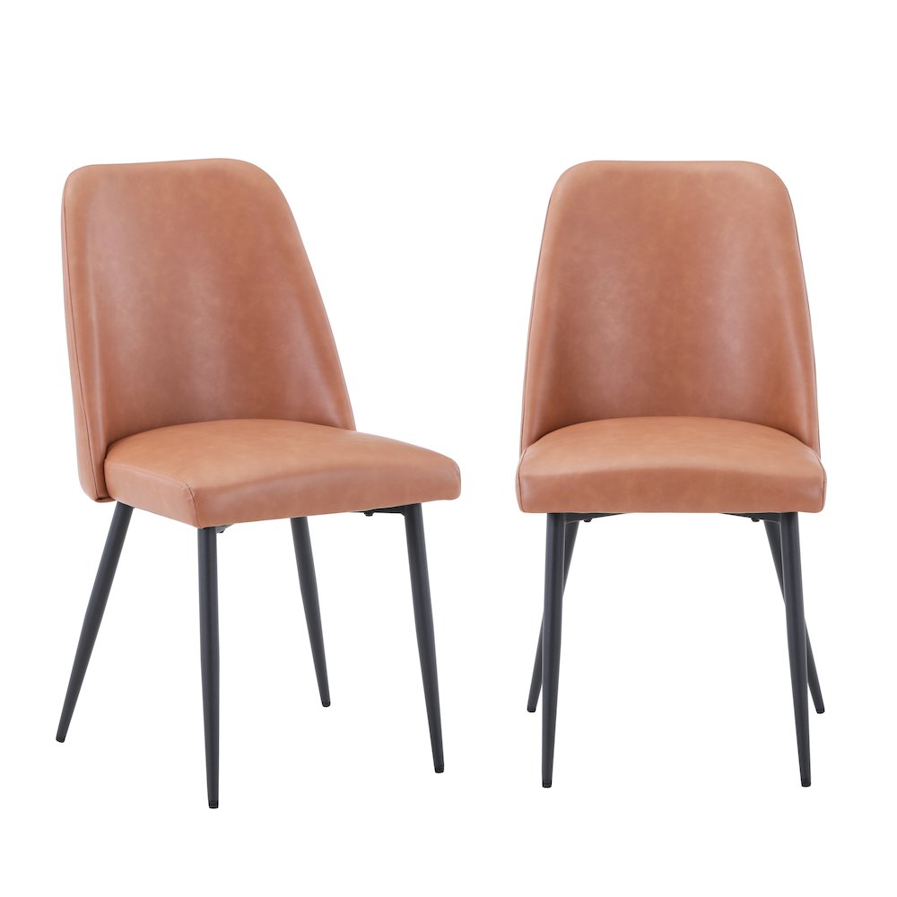 Maddox Mid-Century Modern Faux Leather Upholstered Dining Chair (Set of 2)