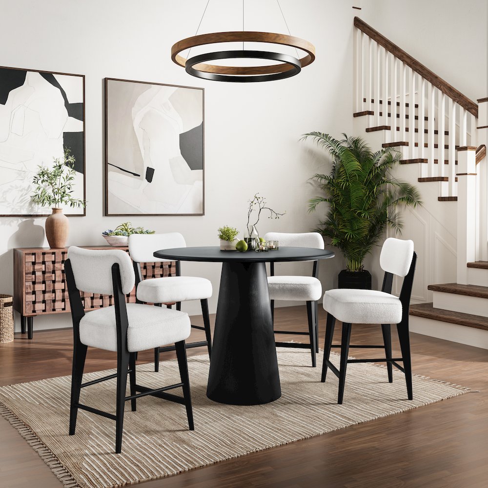 Wes Mid-Century Modern Boucle Upholstery Counter Barstool (Set of 2)
