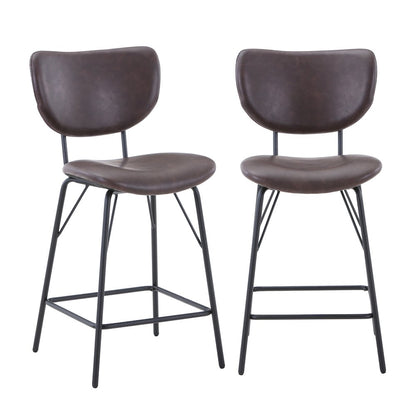 Modern Faux Leather Split-Back Upholstered Counter Height Barstool (Set of 2)