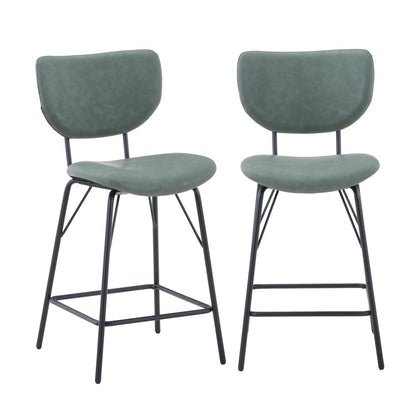 Modern Faux Leather Split-Back Upholstered Counter Height Barstool (Set of 2)