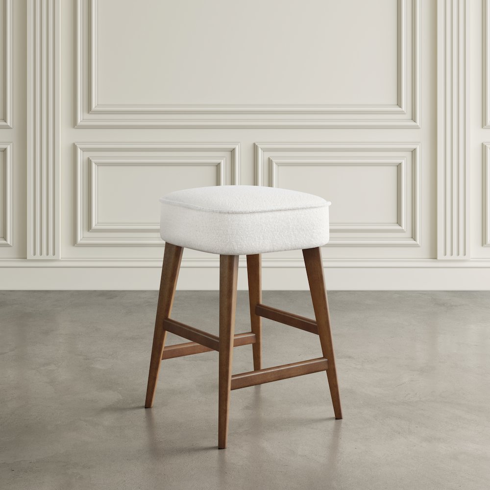 Wes Mid-Century Modern Boucle Upholstery Backless Counter Barstool (Set of 2)