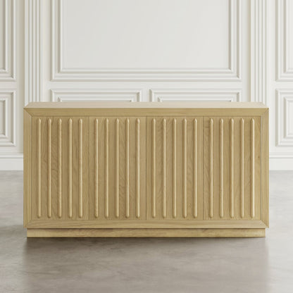 Maven 60" Mid-Century Modern Fluted Four Door Sideboard Storage Cabinet
