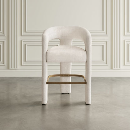 Gwen Modern Luxury Jacquard Fabric Sculpture Counter Stool - Set of 2