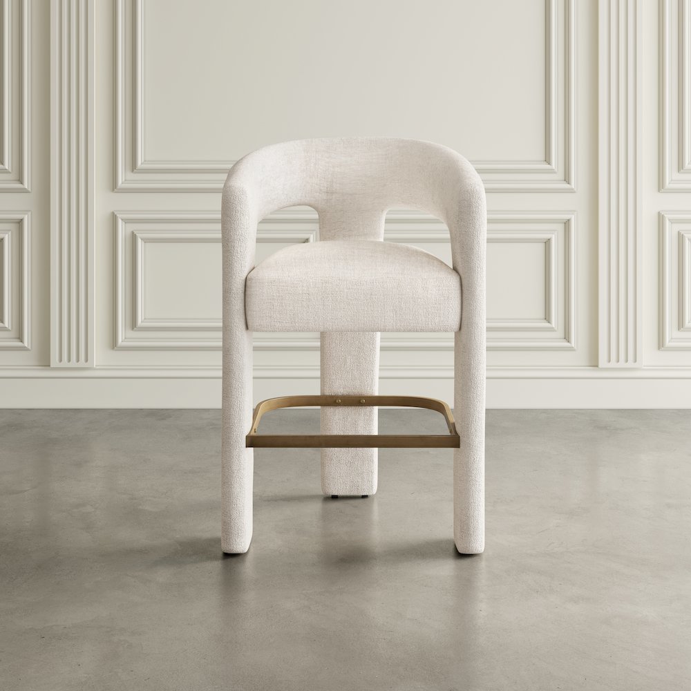Gwen Modern Luxury Jacquard Fabric Sculpture Counter Stool - Set of 2